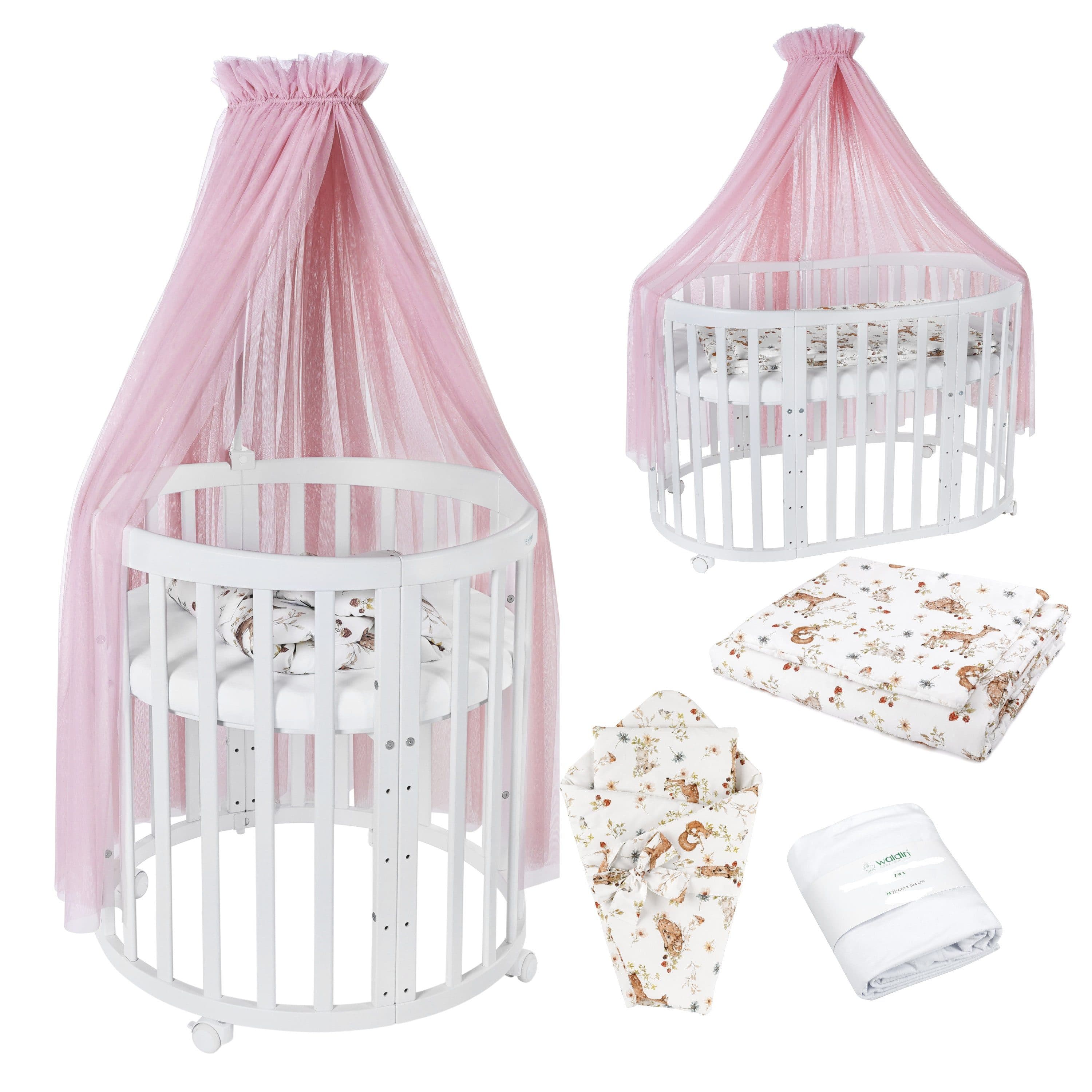 Waldin Babybett Mobiles OWAL 7-in-1 mit Matratze aus Holz - Bild 2