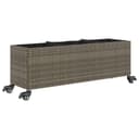 vidaXL Blumentopf Pflanzkübel mit Rollen Grau Poly-Rattan Bild 2