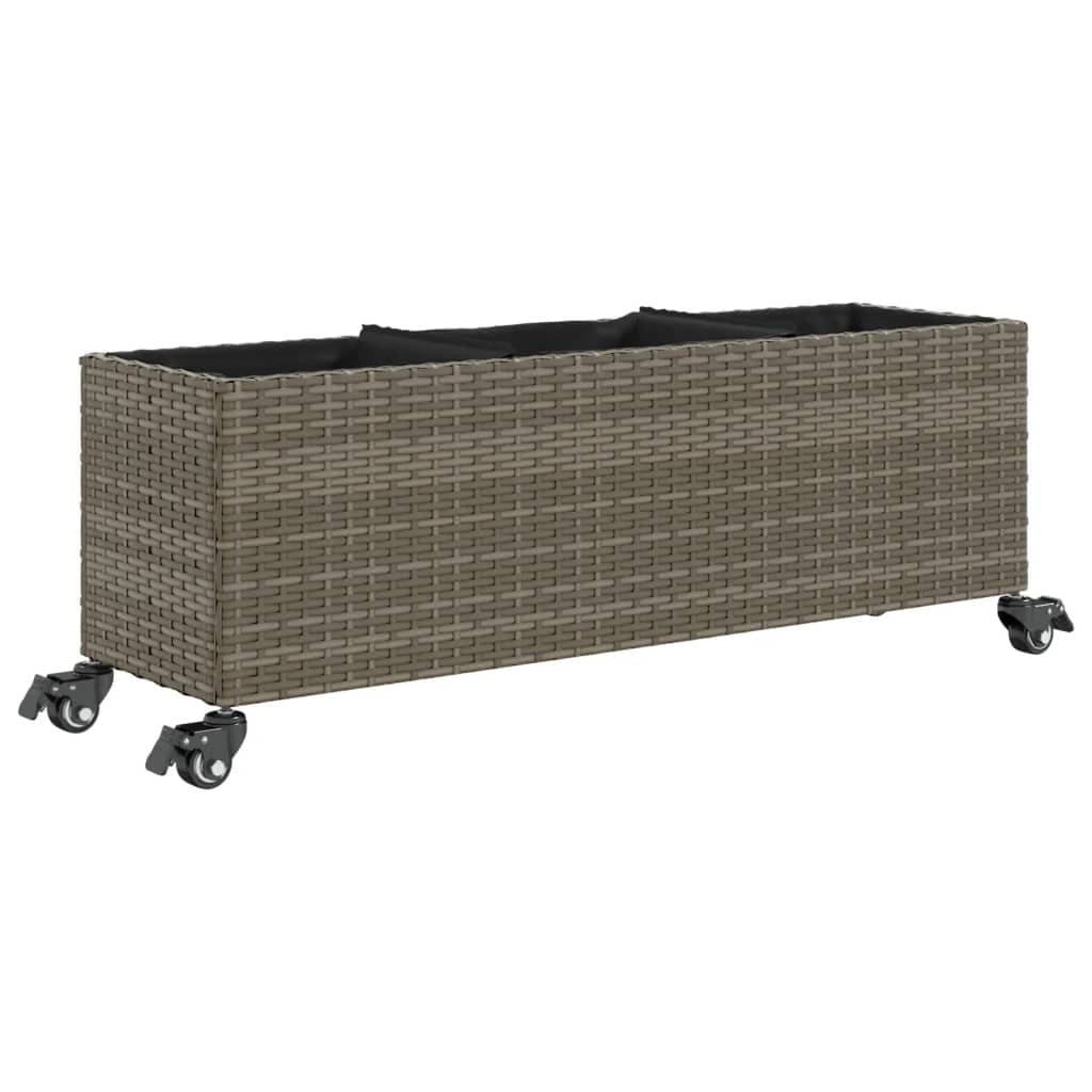 vidaXL Blumentopf Pflanzkübel mit Rollen Grau Poly-Rattan - Bild 2