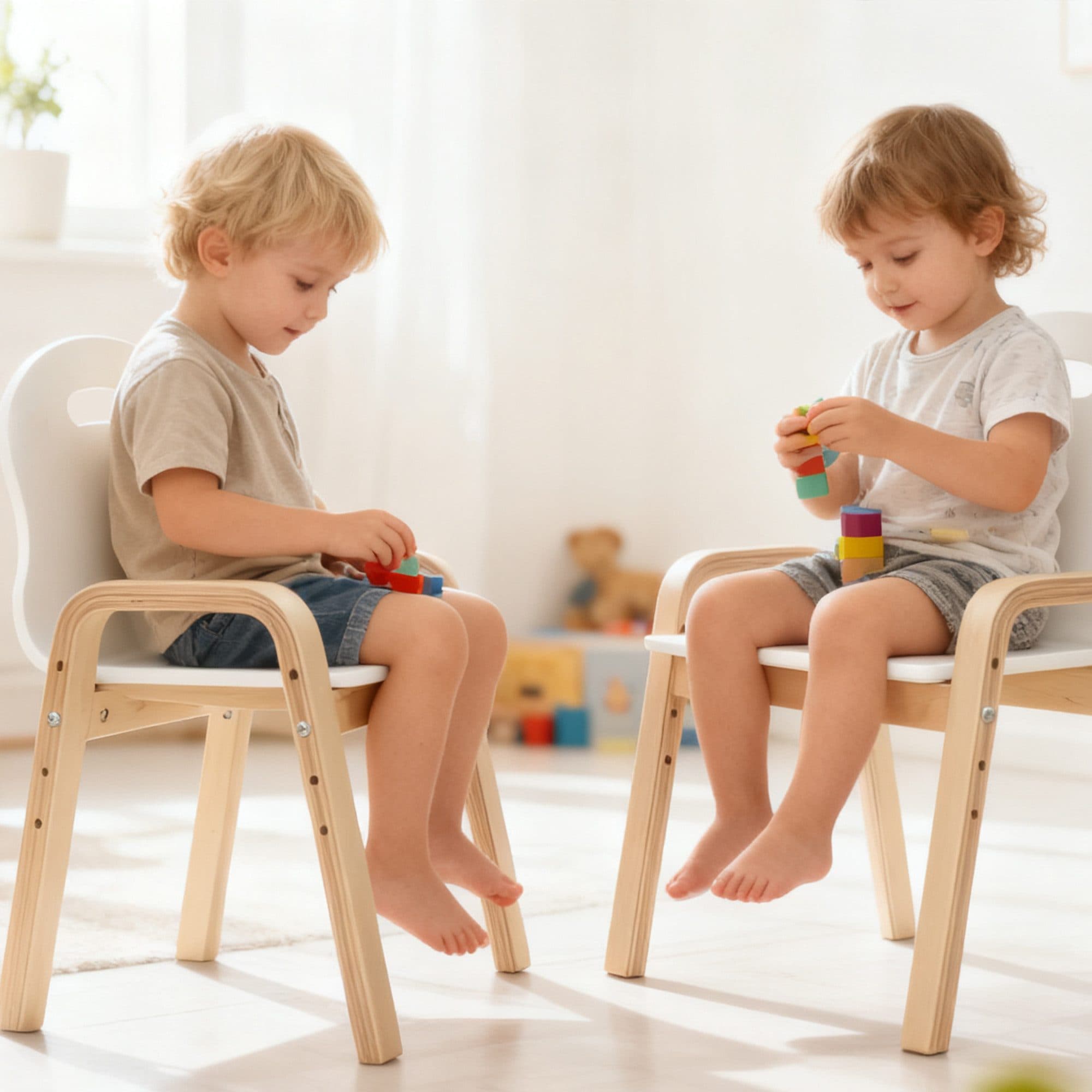 AIYAPLAY Kinderstuhl für Kinder im Alter von 3-15 Jahren, Höhenverstellbar, stapelbar, Weiß - Bild 2