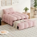 HAUSS SPOLE Schlafsofa 2-in-1-Fußhocker Teddy-Samt Rosa Bild 2