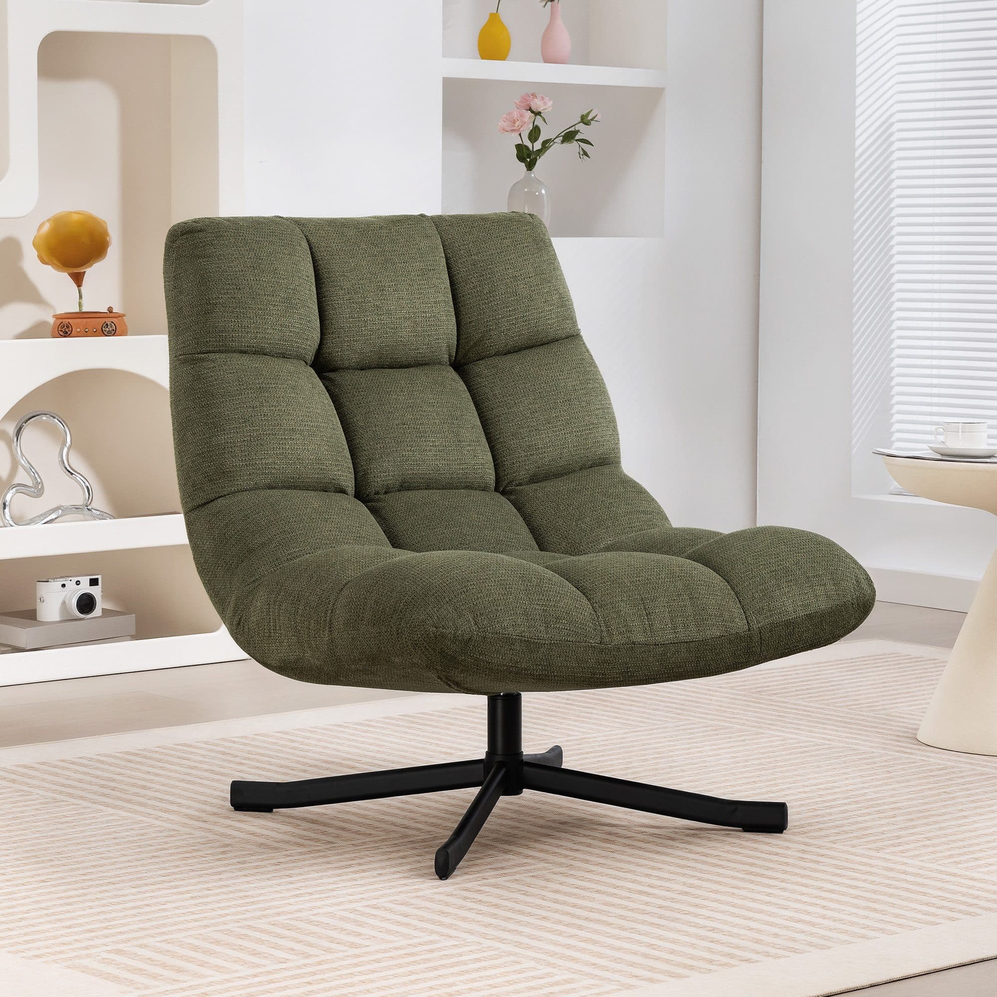 HOMCOM Relaxsessel Grün Chenille 360° drehbar - Bild 2