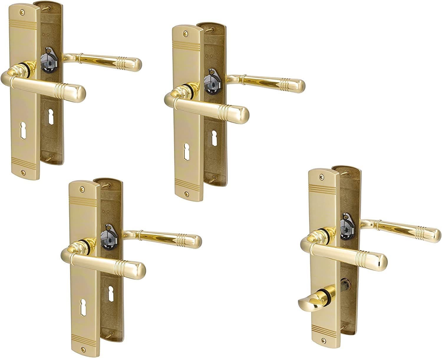 Alpertec Türbeschlag 4er Set Messing für Zimmertüren und Bad/WC-Tür - Bild 2