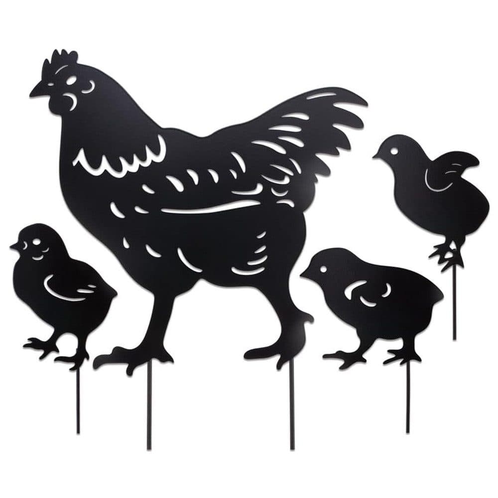 TUWENA Gartenfigur Hahn Und Henne Metall Hühner Gartenstecker Schwarz (4 St) - Bild 2