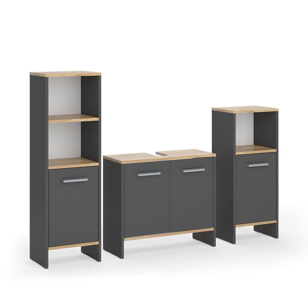Vicco Badmöbel-Set Karli 3-teilig Anthrazit/Goldkraft Eiche - Bild 2