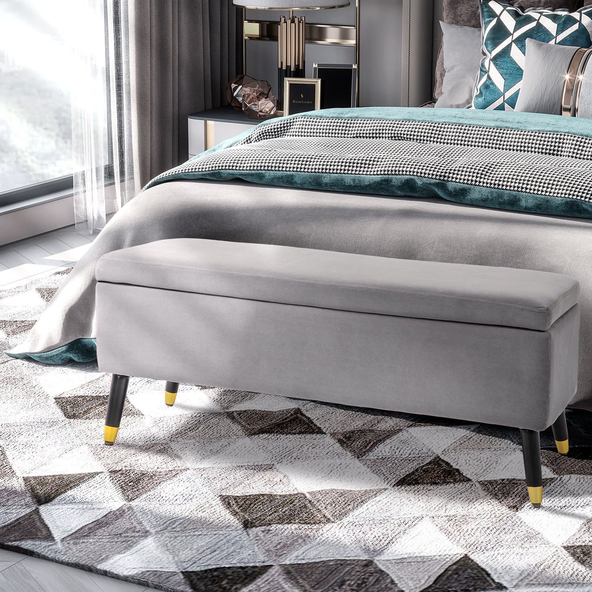 HOMCOM Sitzbank Polsterbank mit Stauraum Kohlegrau