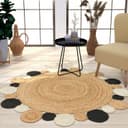 TT Home Jute Teppich Rund Kurzflor Modern Cut-Outs Beige Bild 2