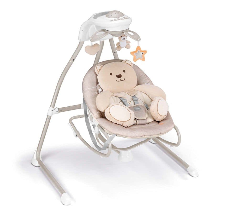 CAM Babywippe Gironanna Evo Beige 2-in-1 Babyschaukel mit Licht und Musik