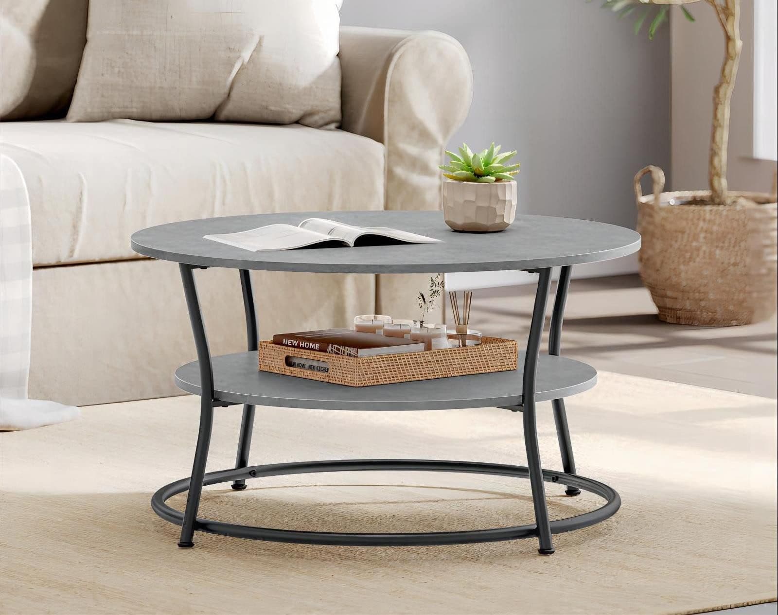 VASAGLE Couchtisch Wohnzimmertisch Ø 80 cm Betongrau - Bild 2