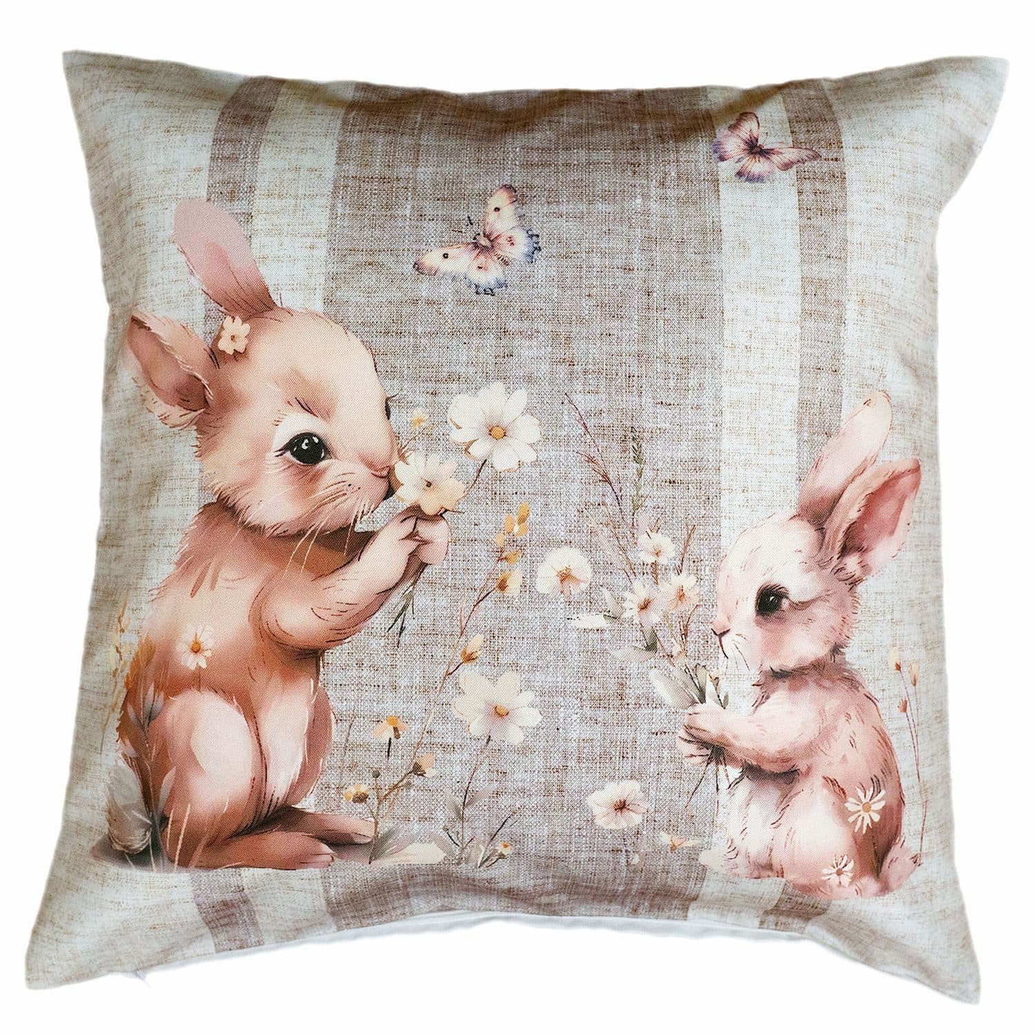texpot Kissenhülle Dekokissen Druck Häschen Blumen Ostern Frühling - Bild 2