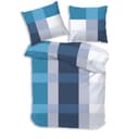 Träumschön Bettwäsche Premium Set Baumwolle Karo Beige/Blau 2-teilig Bild 2