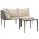 vidaXL Gartenlounge-Set 3-tlg. Grau Poly Rattan mit Kissen Bild 2