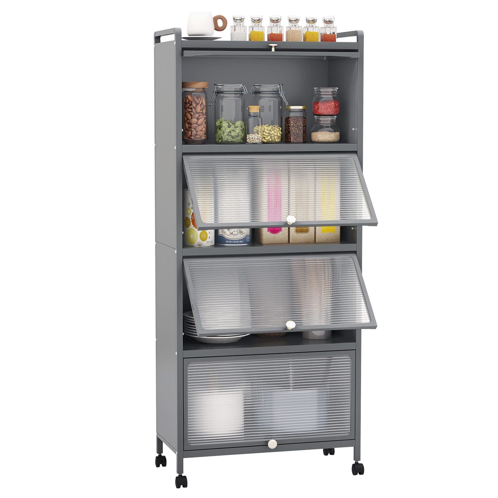 COSTWAY Hochschrank 5-stufig Küchenregal Grau Metall - Bild 2