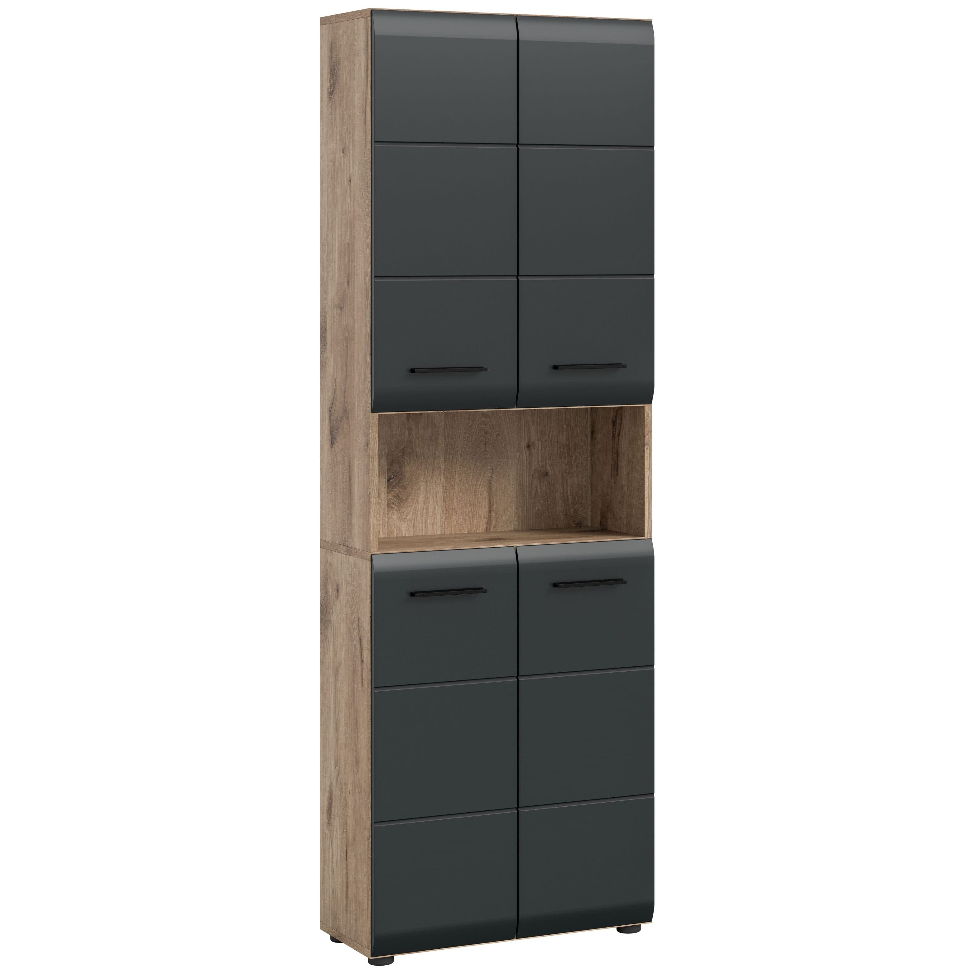 furnling Stauraumschrank Ivy 4-türig Schwarz Braun Modern - Bild 2