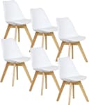 Woltu Esszimmerstuhl Set 6 St. Weiß Kunstleder Massivholz Bild 2