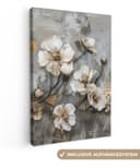 OneMillionCanvasses® Leinwandbild Blumen Weiß-Grau-Gold Fotodruck 20x30 cm Bild 2