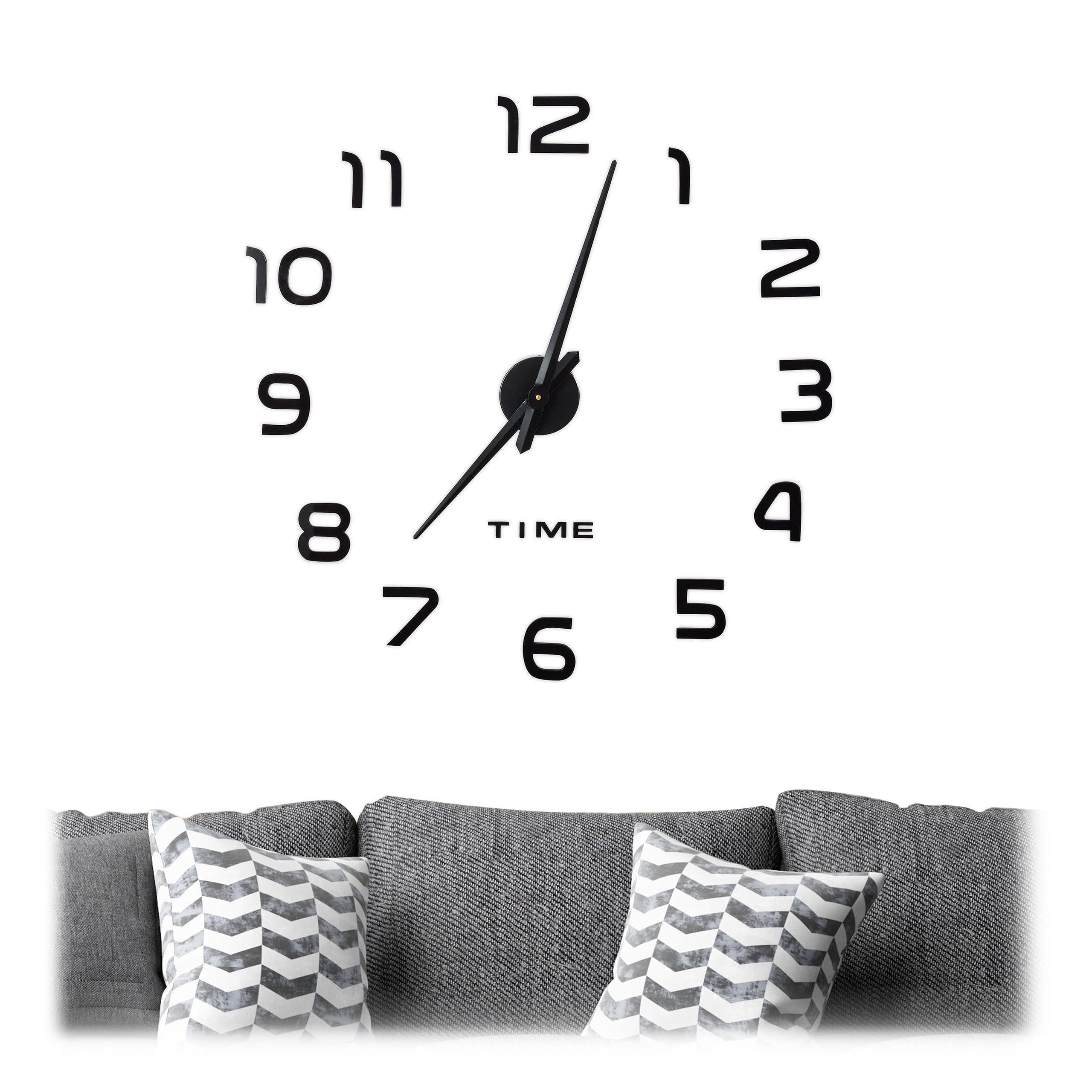 relaxdays DIY Wanduhr mit 3D-Zahlen Schwarz - Selbstklebende Uhr - Bild 2