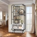 MODFU Bücherregal Metallregal mit Schrank Weiß-Schwarz Bild 2