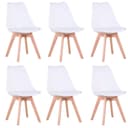 GrandCA HOME Esszimmerstuhl 4er/6er Set Moderner Gepolsterter Küchenstuhl Buchenholz Weiß Bild 2