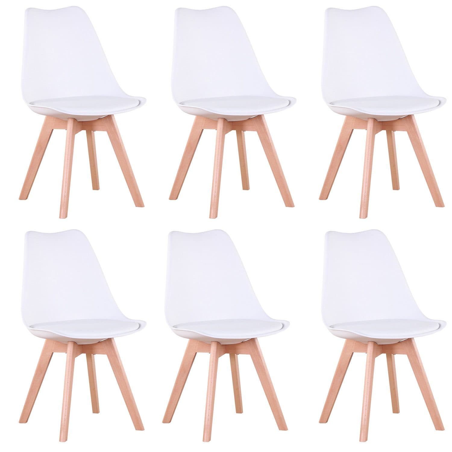 GrandCA HOME Esszimmerstuhl 4er/6er Set Moderner Gepolsterter Küchenstuhl Buchenholz Weiß - Bild 2