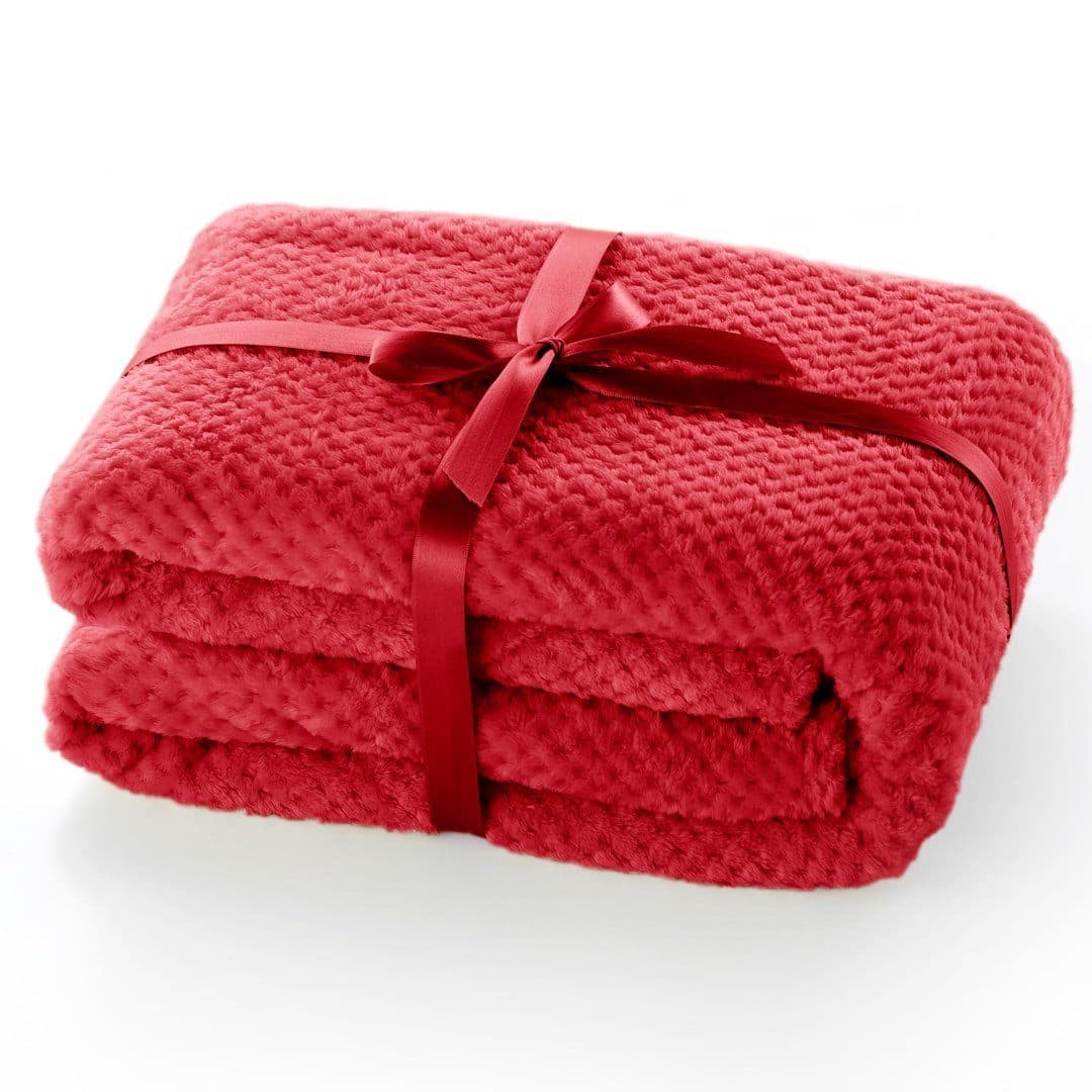 DecoKing Wohndecke Henry Microfaser Kuscheldecke Rot Skandinavisch