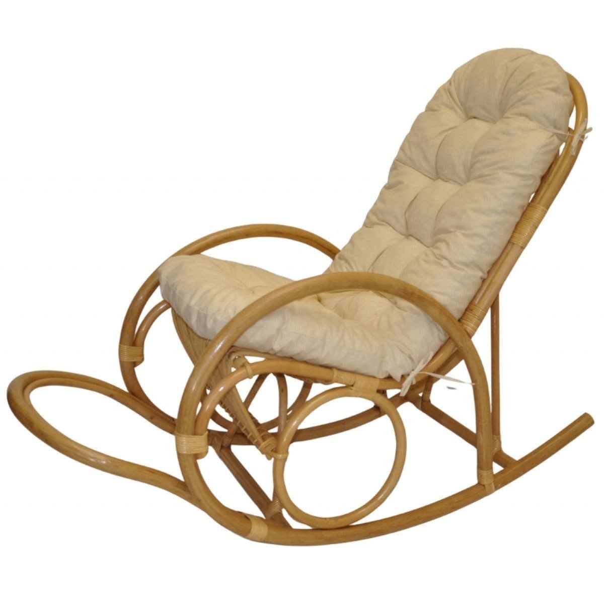 Rattani Schaukelstuhl Jenaira - Rattan Relexsessel mit Kissen