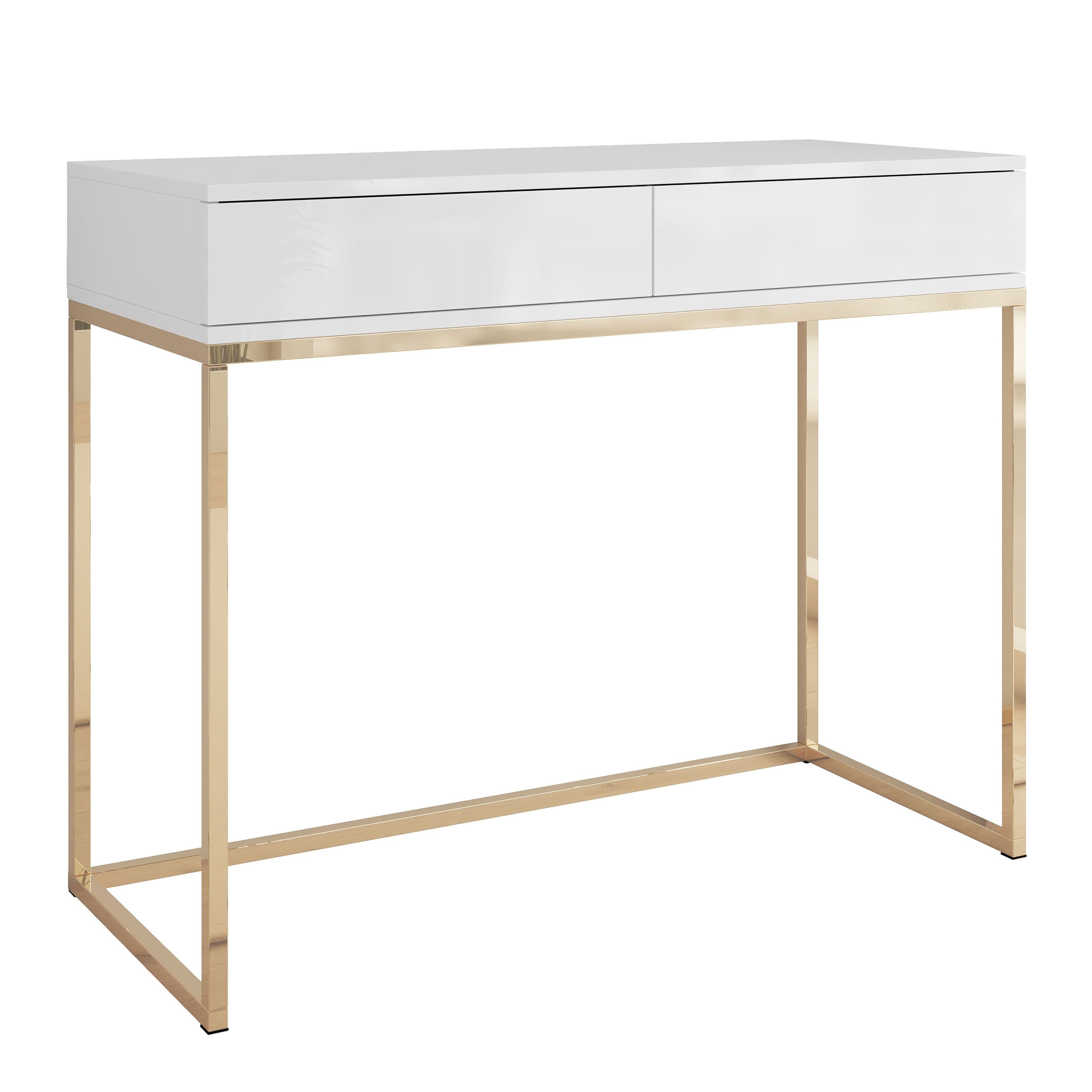 Lookway Konsolentisch BLANCO mit Schubladen, Gold Chrom Gestell - Bild 2