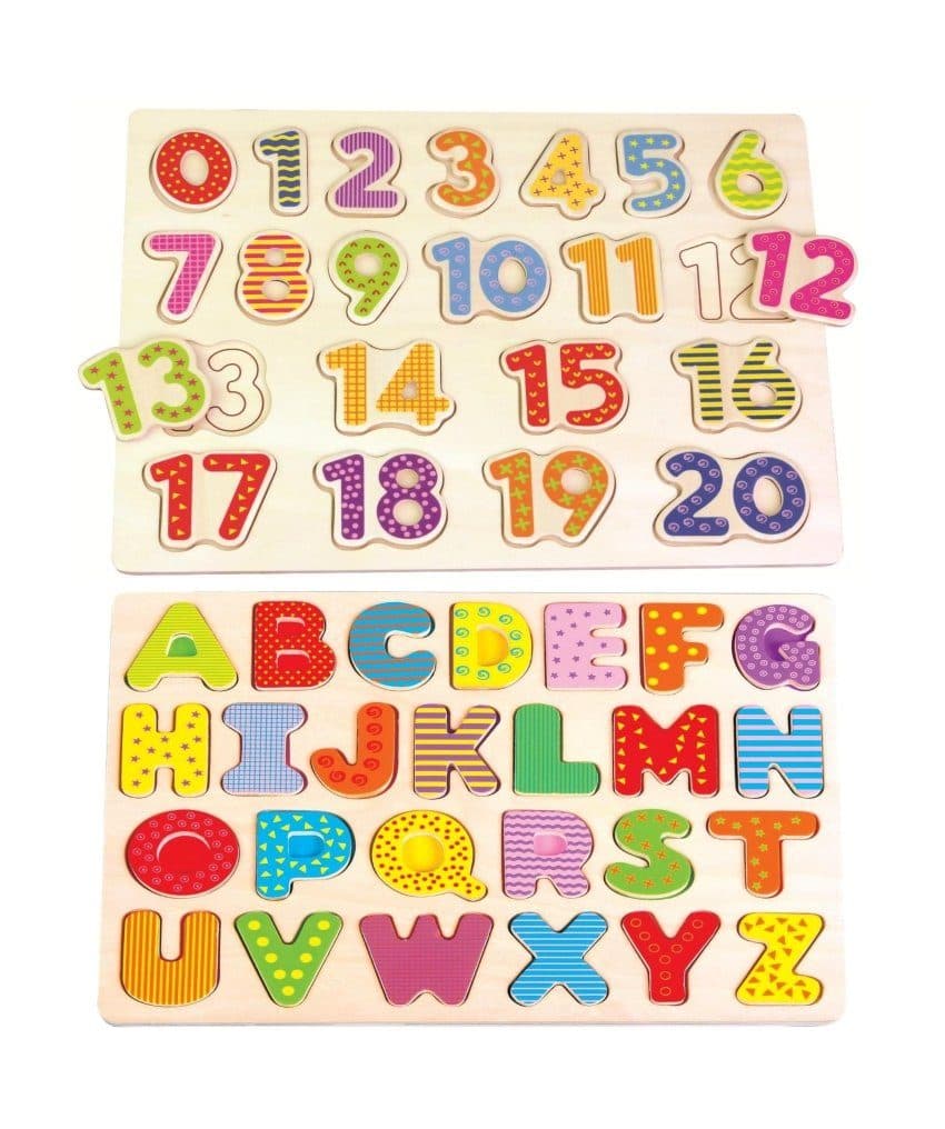 Lelin Lernspielzeug ABC & Zahlenpuzzle Set Holz Bunt - Bild 2