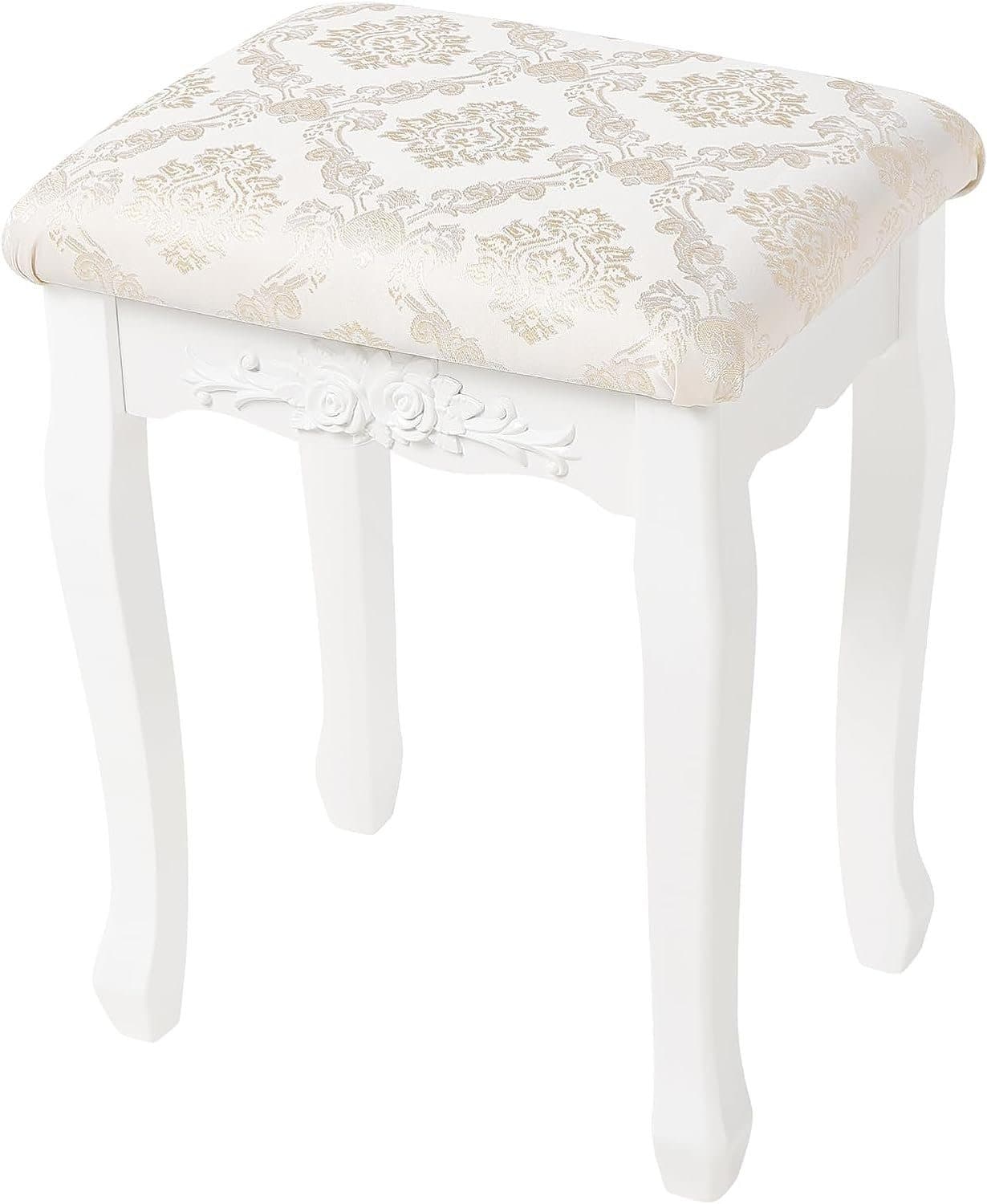 Woltu Sitzhocker Barock Landhaus Hocker MDF Holz Weiß - Bild 2