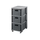 ROTHO Aufbewahrungsbox Country Rollcontainer 3 Schubladen Grau Rattan-Optik Bild 2