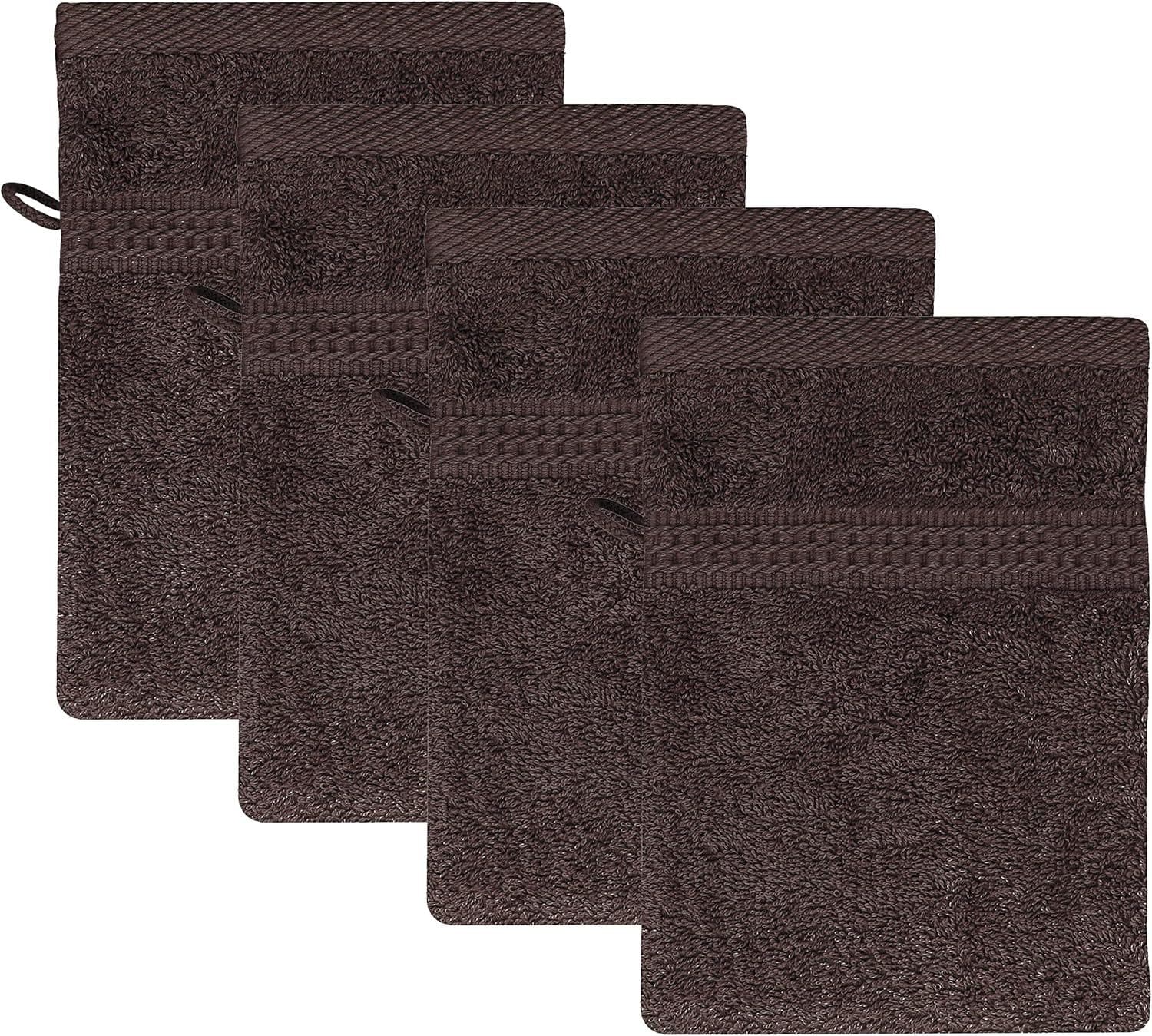 TRENDBUY24 Waschhandschuh Frottee 16x21 cm Braun 4er Set