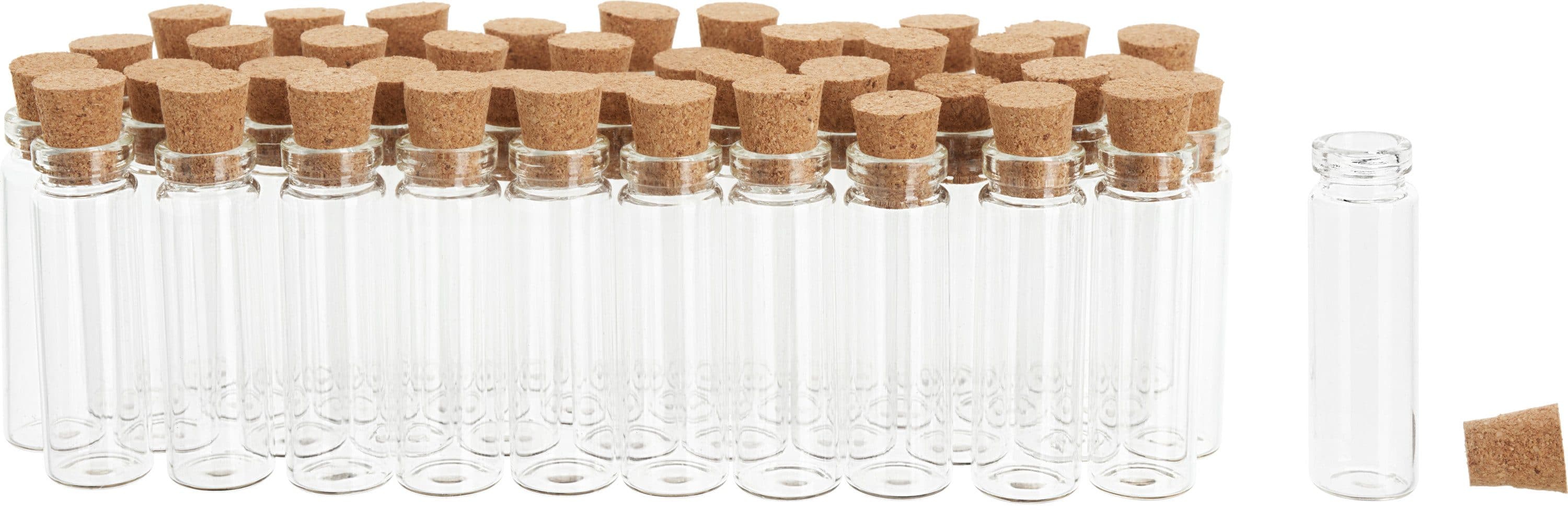 VBS XXL Mini Gläschen mit Korken, 42 Stück, Ø 1 cm