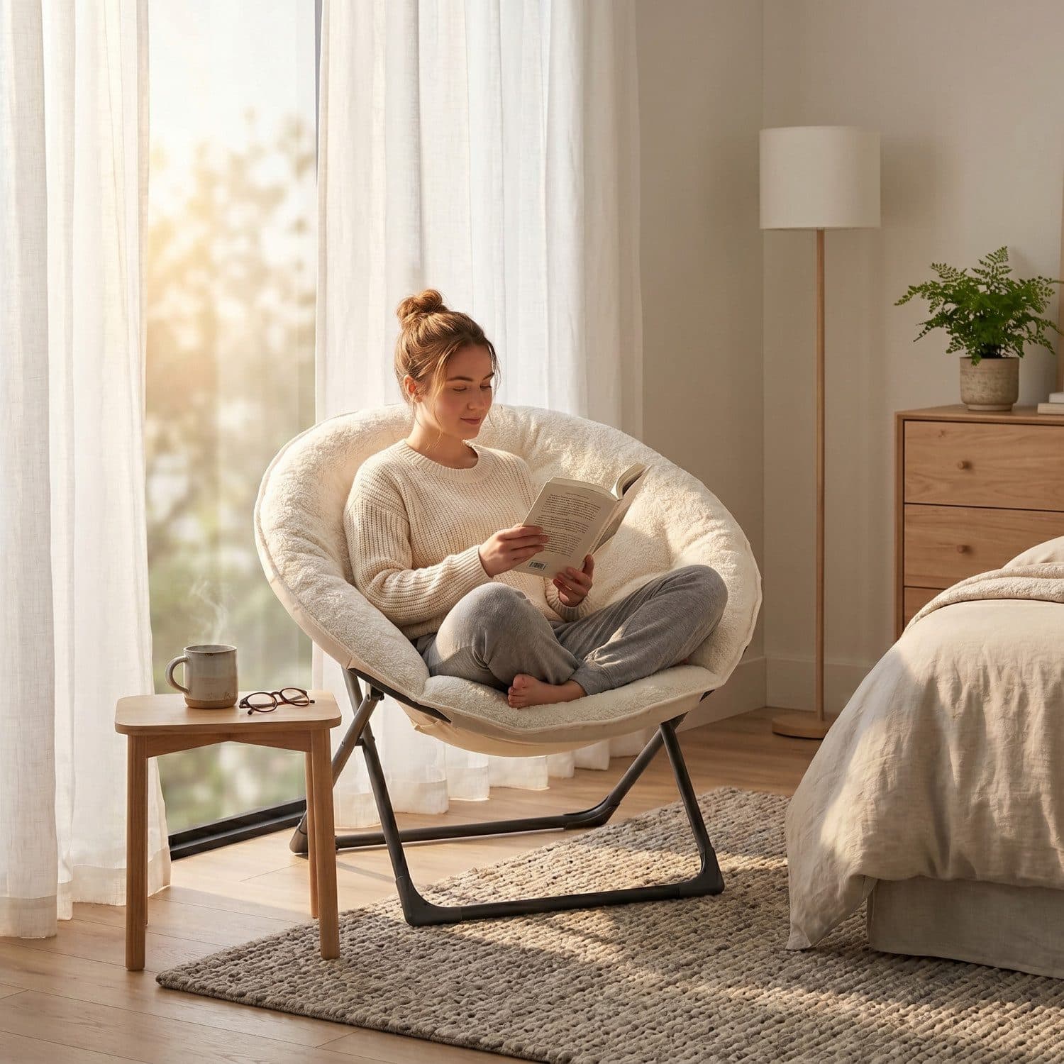 ANYSUN Klappstuhl Beige Saucertischstuhl Metall - Bild 2