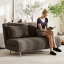 HOMCOM Schlafsofa 2-Sitzer mit Bettfunktion und 2 Kissen Braun Bild 2