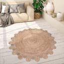 PACO HOME Viborg 592 Teppich Beige Jute Rund 120cm Boho Bild 2