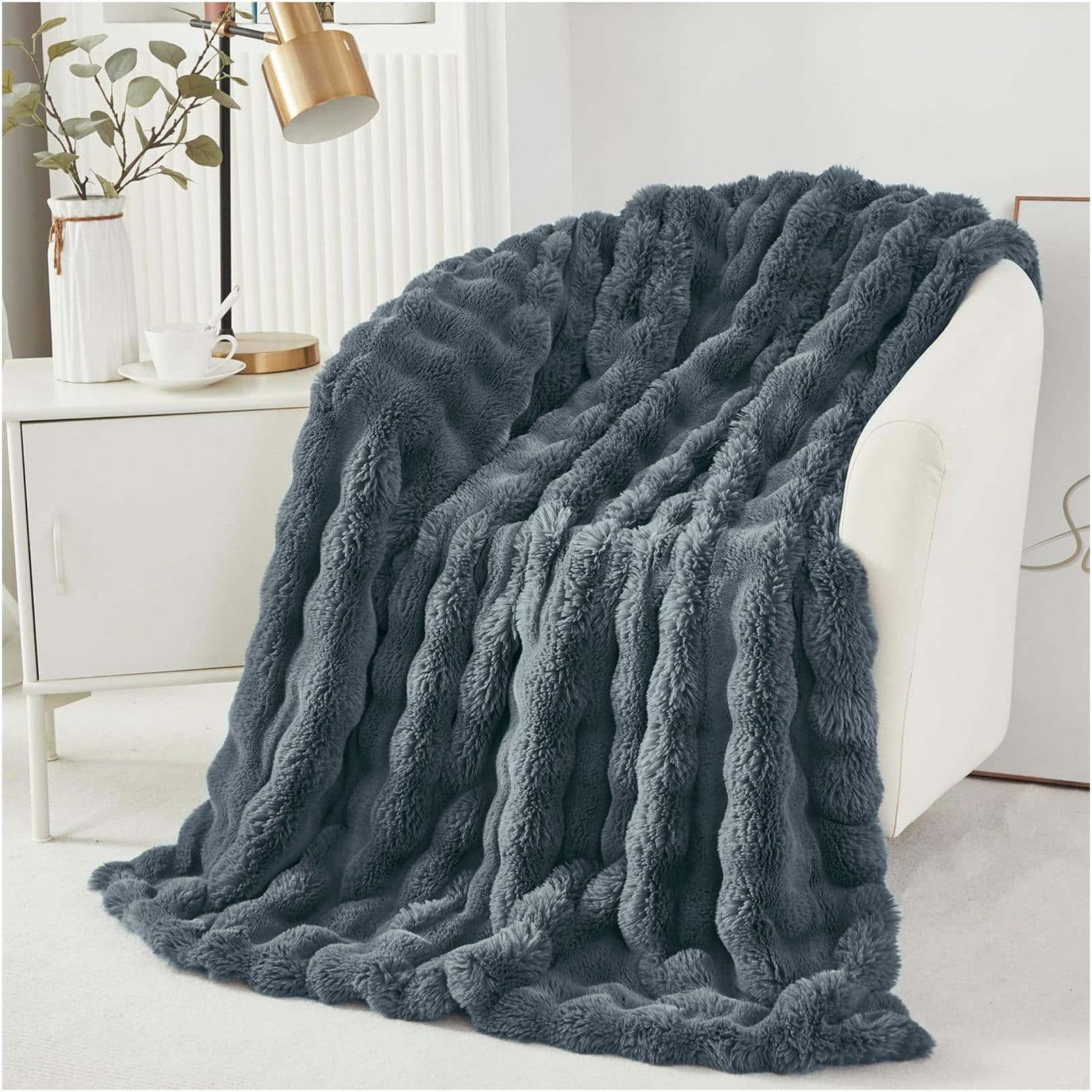 Sunicol Überwurf Plüsch Kuscheldecke Grau Flauschig - Bild 2