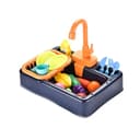 CLTYQ Spielküche Küchenspüle Spielzeug Set mit Wasserfunktion Blau Bild 2