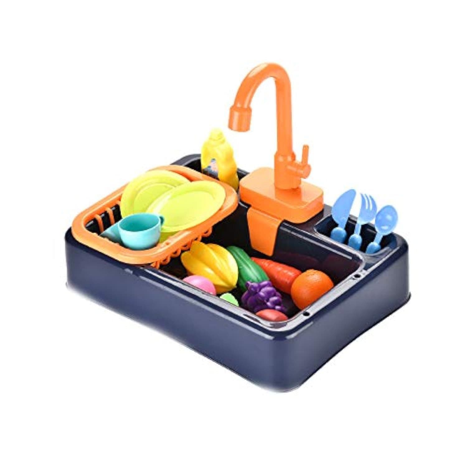 CLTYQ Spielküche Küchenspüle Spielzeug Set mit Wasserfunktion Blau - Bild 2