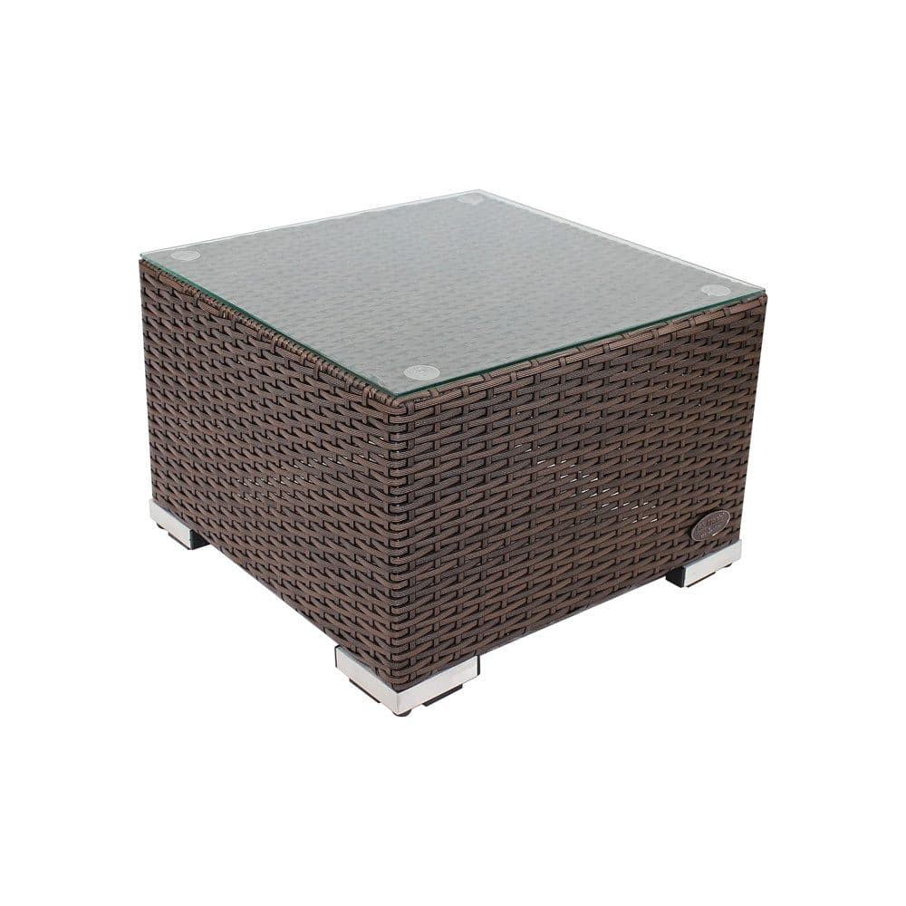 RS Trade Beistelltisch Rattan Braun mit Glasplatte - Bild 2