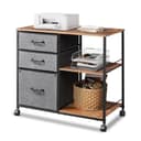 DEVAISE Rollcontainer mit 3 Schubladen & 2 Ablagen, Mobiler Aktenschrank (Druckertisch für DIN A4/Legal/Letter, Breit 75cm) Schubladenschrank auf Rollen für Büro & Home Office Bild 2