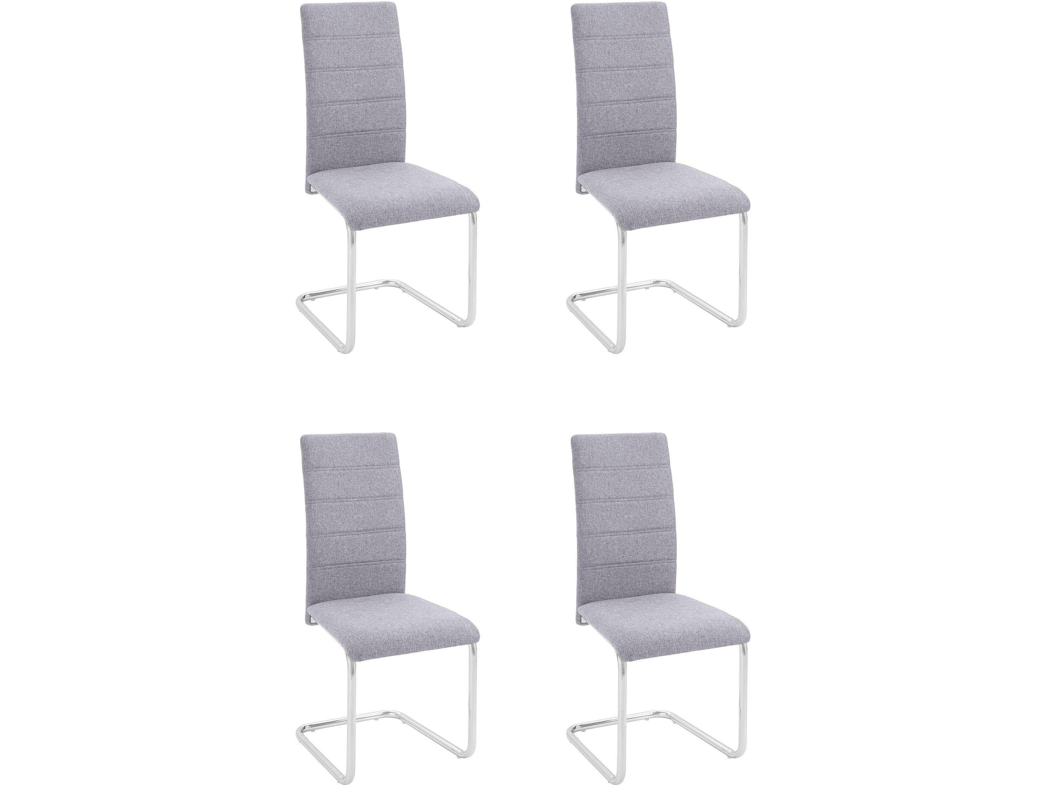 loft24 Freischwinger Dorte 4er-Set Esszimmerstuhl Grau Chrom - Bild 2