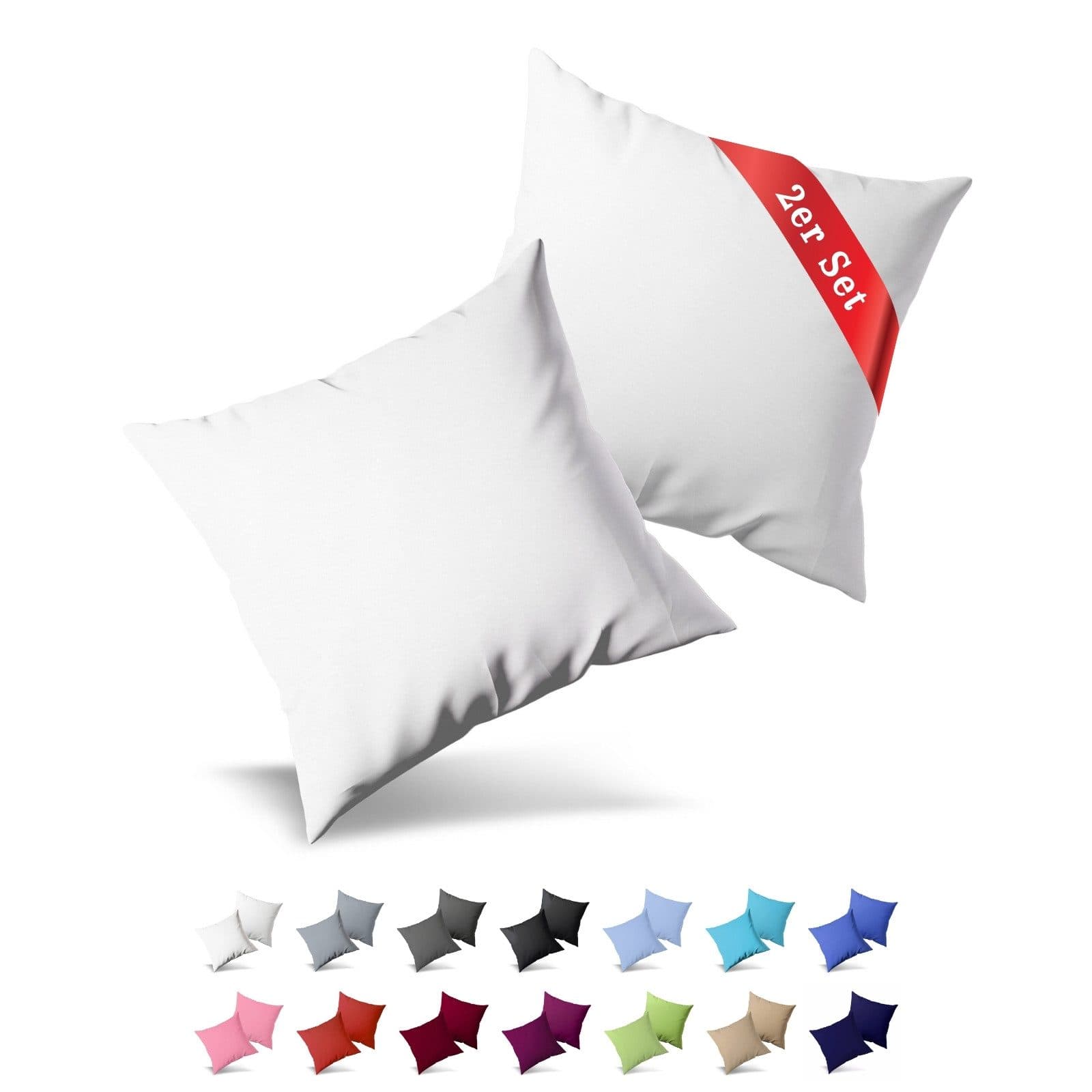Buymax Kissenbezüge 2er Set 100% Baumwolle Weiß Jersey - Bild 2