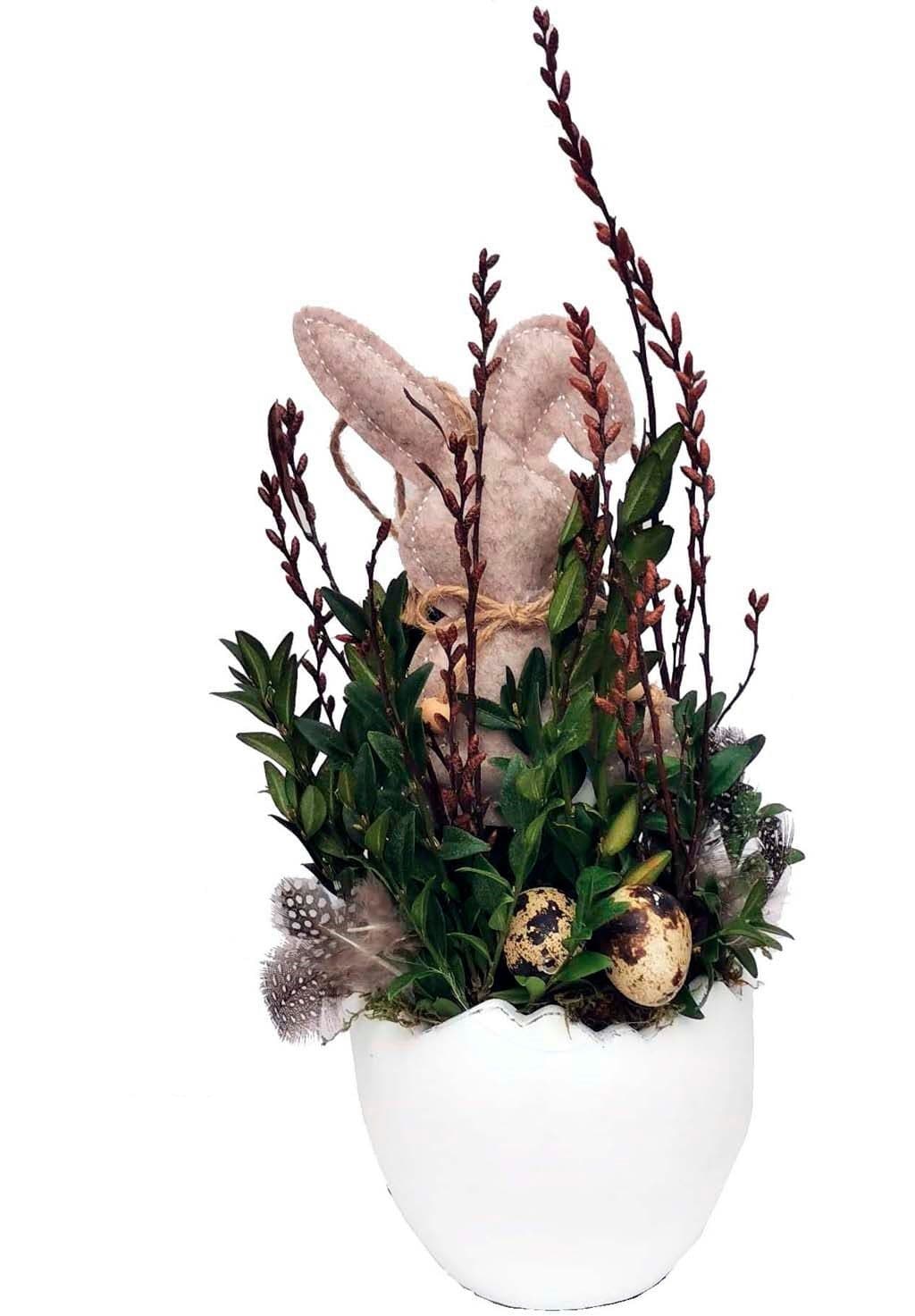 Gestecke Frühling CreaFlor Home 30cm Hase Braun