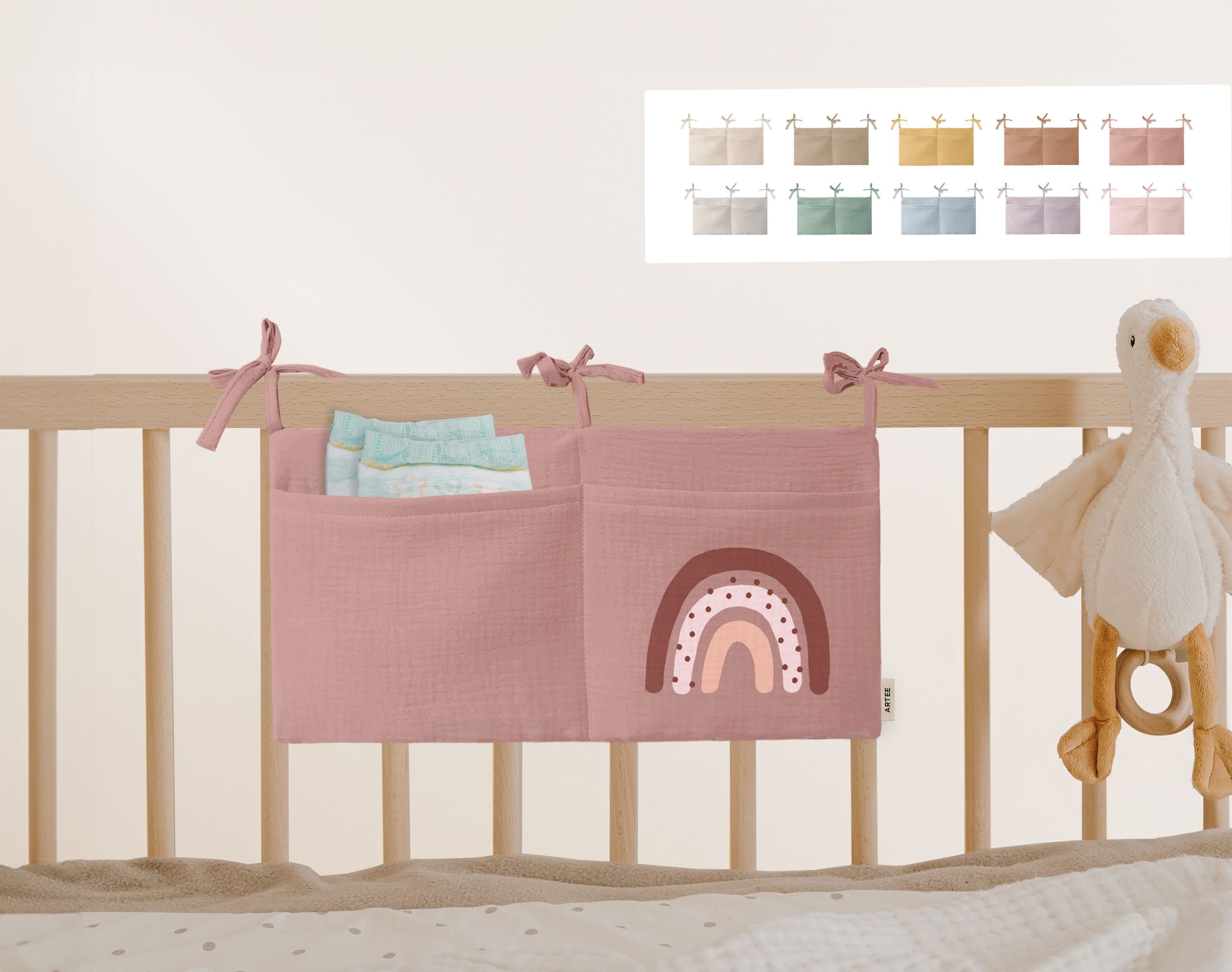 Artee Bettnestchen Organizer Taschen Aufbewahrung Musselin Lovely Rainbow Blush - Bild 2