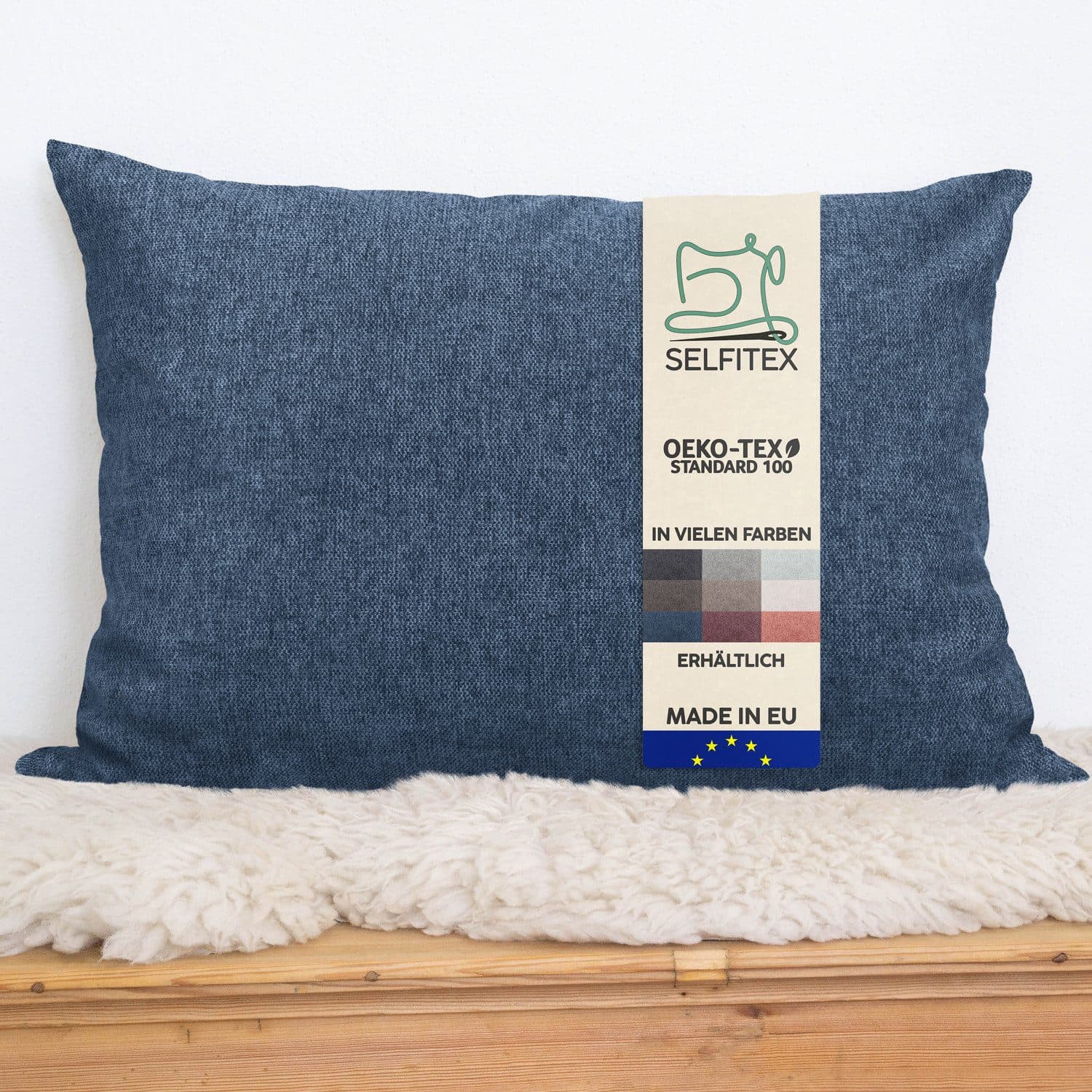 Selfitex Dekokissen Blau mit Füllung für Sofa und Bett - Bild 2