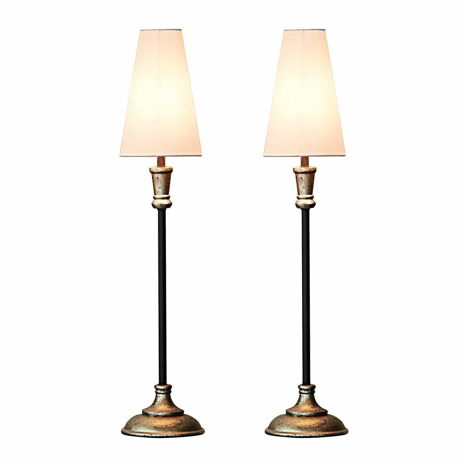 Mirabeau Tischleuchte 2er Set Obsonville Silber/Schwarz/Beige - Bild 2
