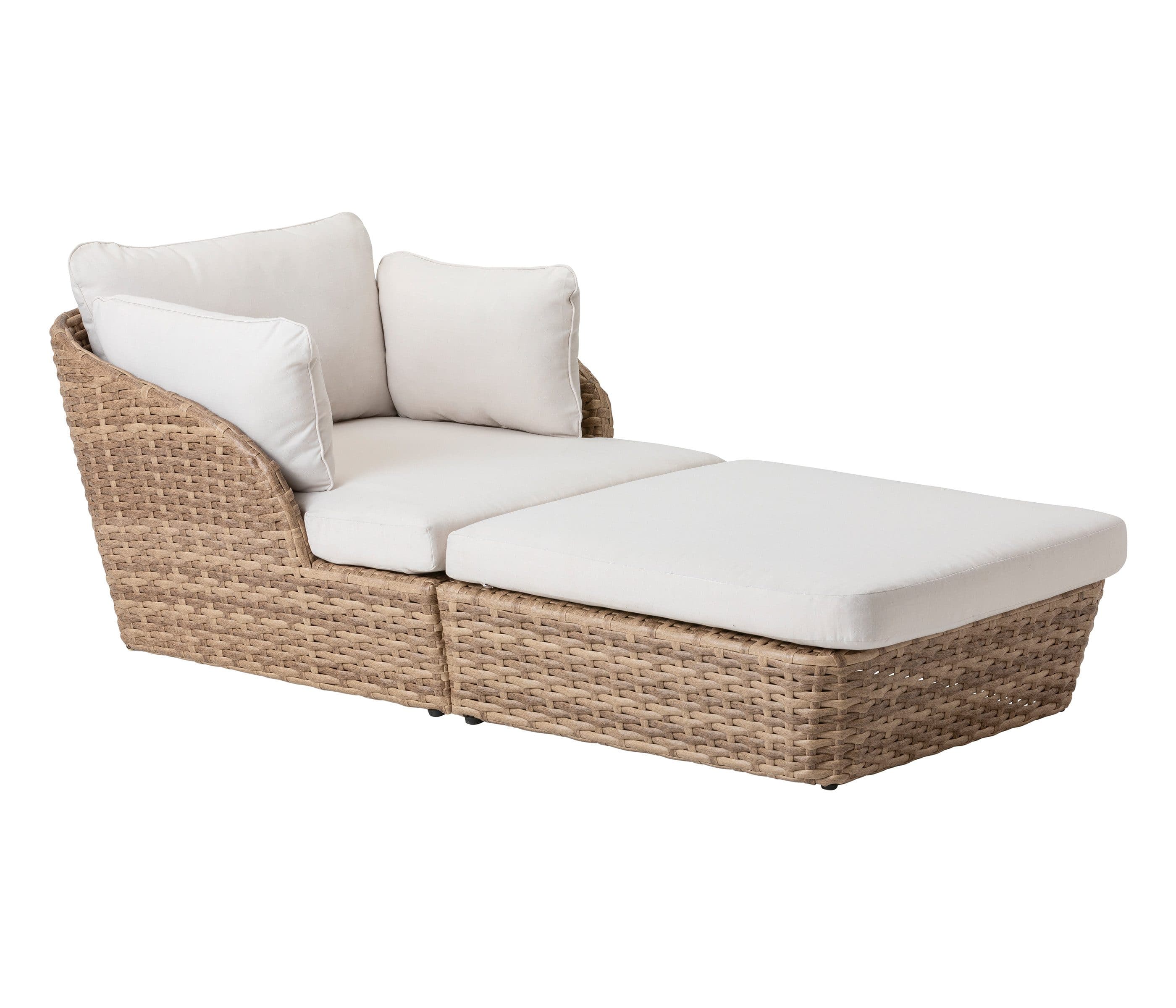 Dehner Gartenliege Tulum 2-teilig Braun/Weiß mit Polster - Bild 2