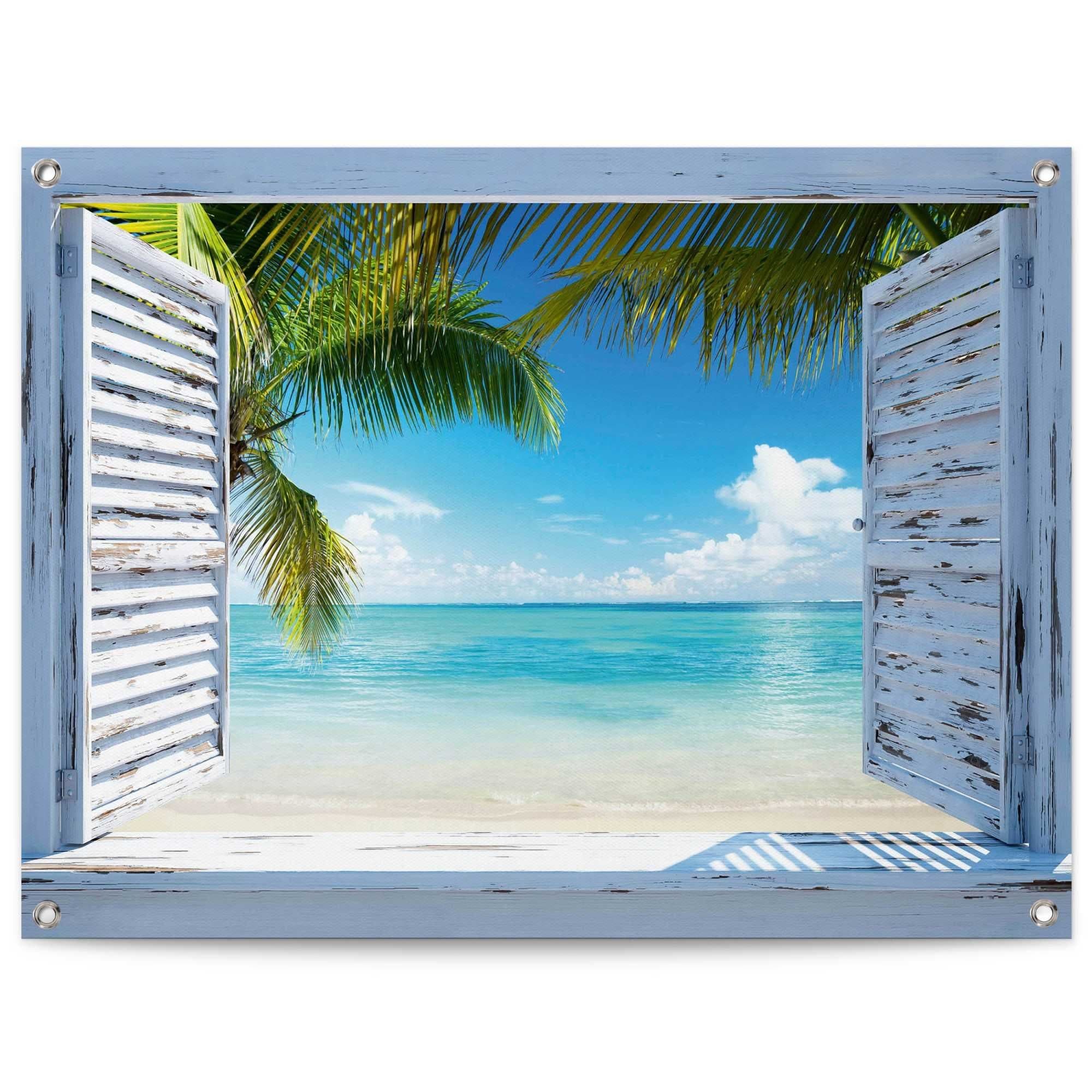 REINDERS Poster Strandfenster Blau Leinwand Outdoor - Bild 2