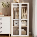 Ulife Kleiderschrank 2-türig mit Glastüren & verstellbaren Regalen Bild 2