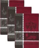 ROSS Geschirrtuch 3er-Set Weinmotiv Rot Anthrazit 100% Baumwolle Bild 2